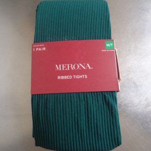 Merona Forest Green Marker Ribbed Tights M/T NEW